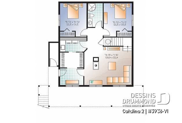 Sous-sol - Plan de chalet 3 à 5 chambres, rez-de-jardin, foyer double, mezzanine, grande buanderie, grande terrasse - Catalina 2