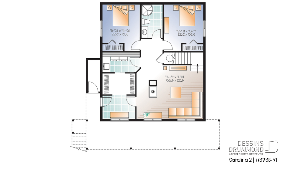 Sous-sol - Plan de chalet 3 à 5 chambres, rez-de-jardin, foyer double, mezzanine, grande buanderie, grande terrasse - Catalina 2