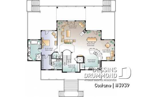 Étage 1 - Plan de maison 4 à 5+ chambres, style Méditéranéen, 2 suites, ascenseur, grande terrasse - Oceancrest