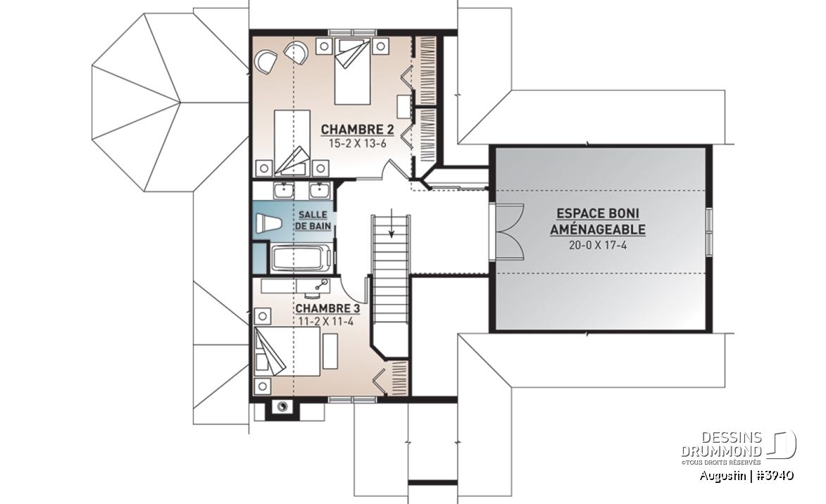Étage - Superbe maison champêtre 3 chambres avec abri moustiquaire, grand espace boni, garage double - Augustin