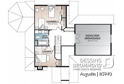 Étage - Superbe maison champêtre 3 chambres avec abri moustiquaire, grand espace boni, garage double - Augustin