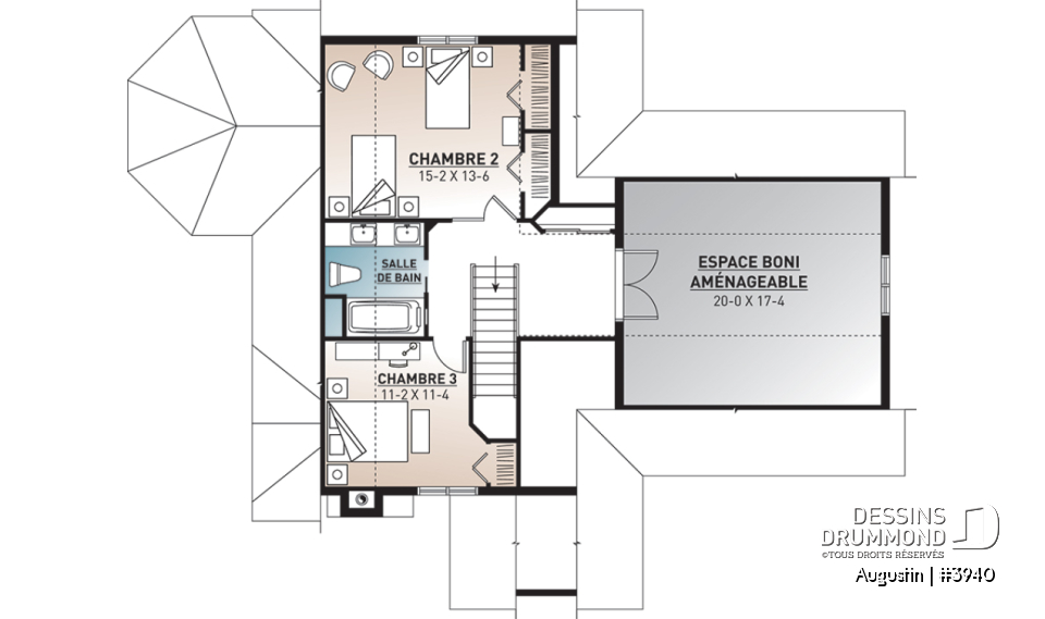 Étage - Superbe maison champêtre 3 chambres avec abri moustiquaire, grand espace boni, garage double - Augustin