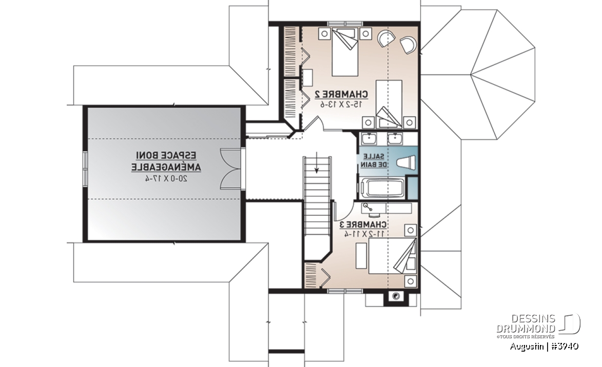 Étage - Superbe maison champêtre 3 chambres avec abri moustiquaire, grand espace boni, garage double - Augustin