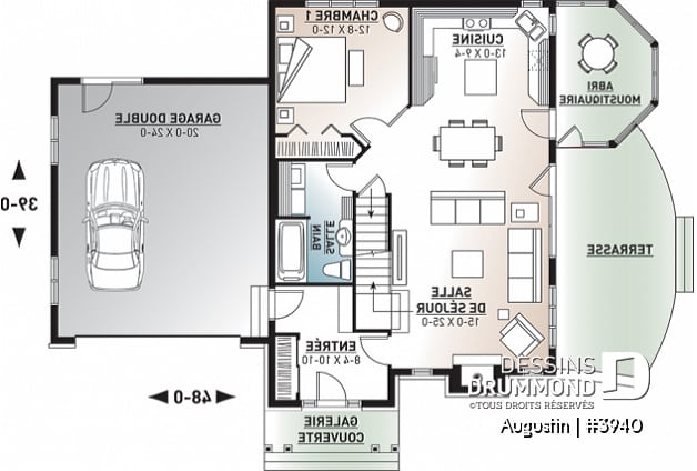 Rez-de-chaussée - Superbe maison champêtre 3 chambres avec abri moustiquaire, grand espace boni, garage double - Augustin