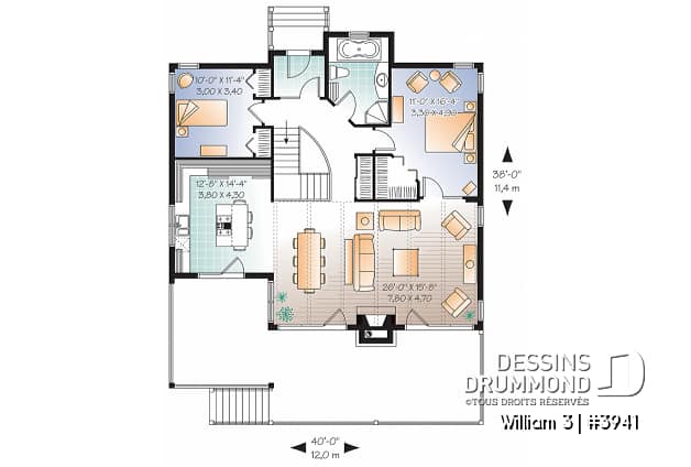 Rez-de-chaussée - Maison chalet Moderne Rustique, 2 chambres au rdc., cuisine avec îlot, sous-sol à aménager - William 3