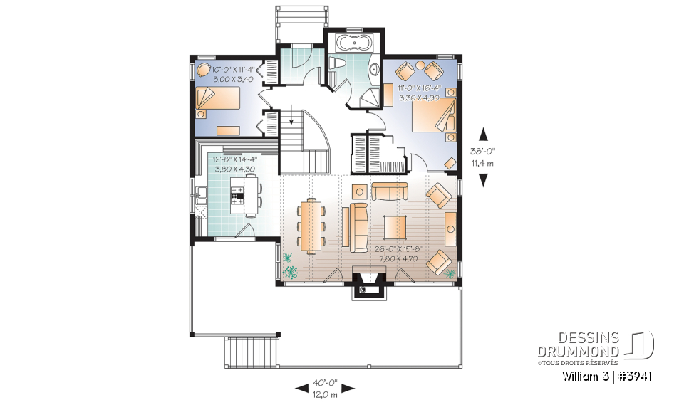 Rez-de-chaussée - Maison chalet Moderne Rustique, 2 chambres au rdc., cuisine avec îlot, sous-sol à aménager - William 3