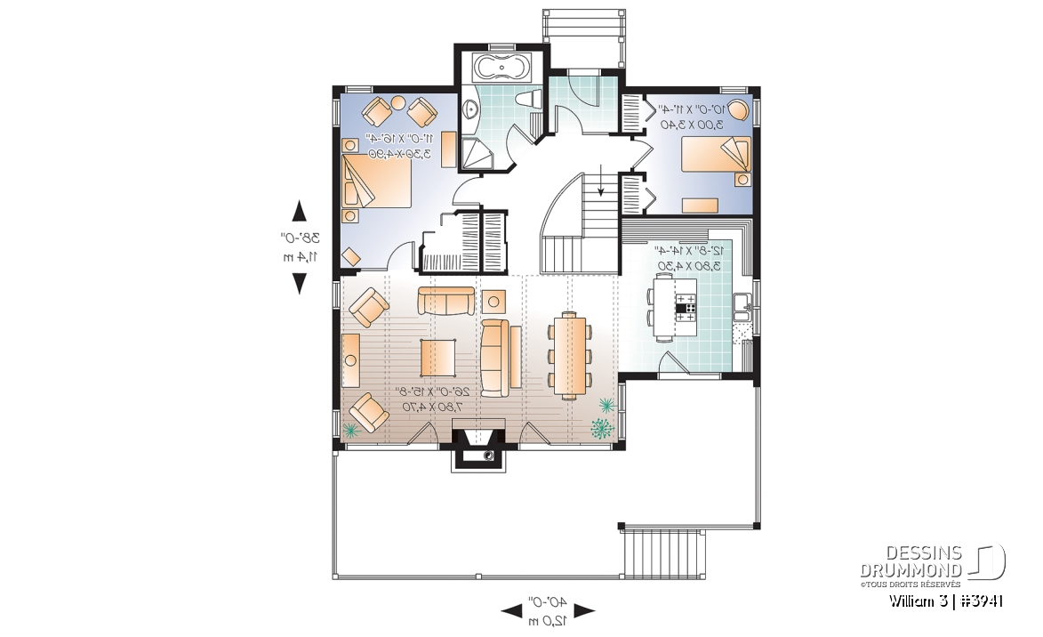 Rez-de-chaussée - Maison chalet Moderne Rustique, 2 chambres au rdc., cuisine avec îlot, sous-sol à aménager - William 3