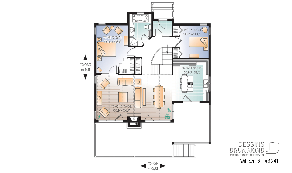 Rez-de-chaussée - Maison chalet Moderne Rustique, 2 chambres au rdc., cuisine avec îlot, sous-sol à aménager - William 3