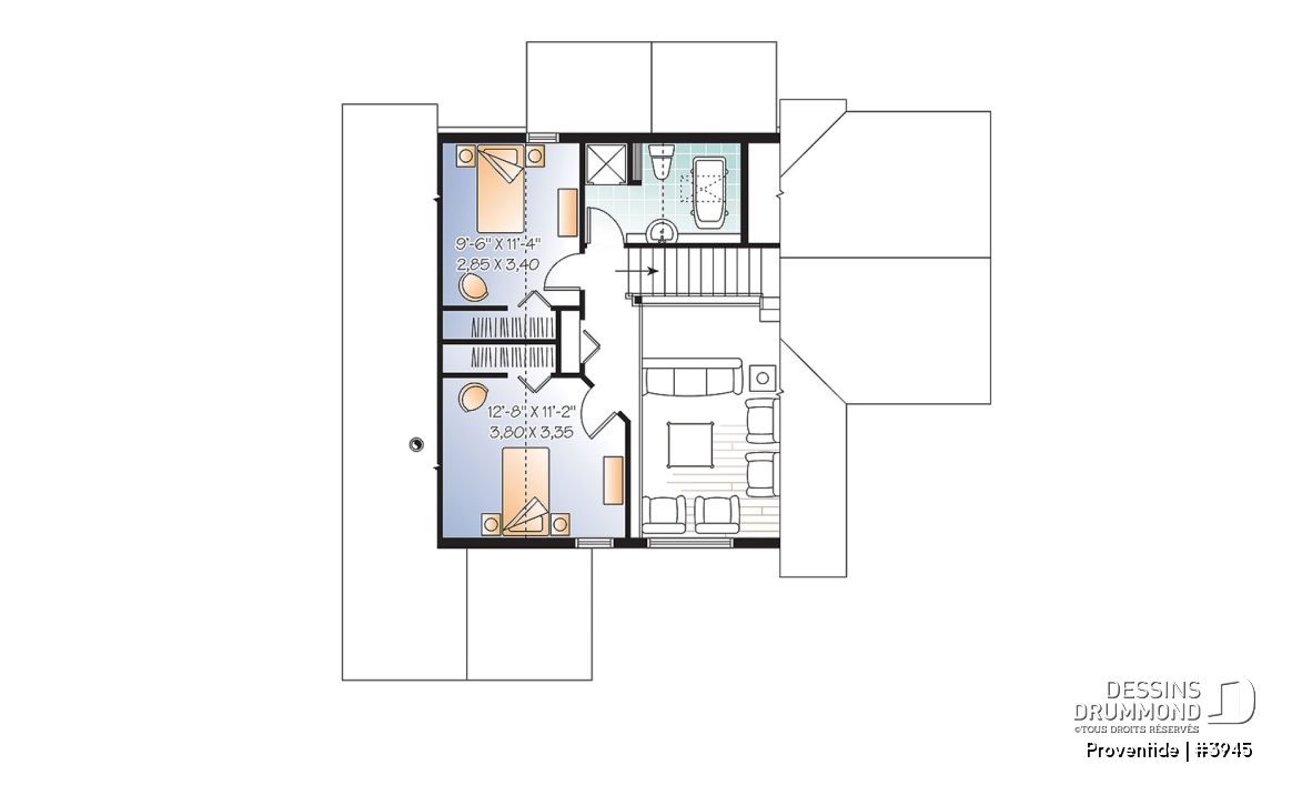 Étage - Maison style chalet panoramique avec chambre des maîtres au rez-de-chaussée, foyer, plancher à aire ouverte - Proventide