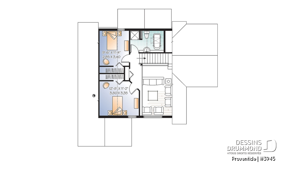 Étage - Maison style chalet panoramique avec chambre des maîtres au rez-de-chaussée, foyer, plancher à aire ouverte - Proventide
