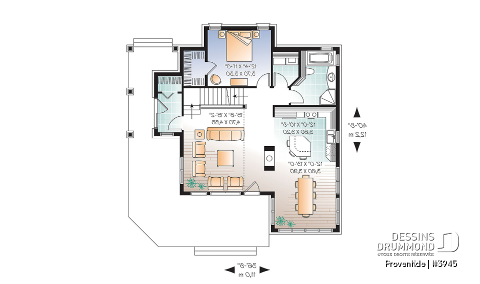 Rez-de-chaussée - Maison style chalet panoramique avec chambre des maîtres au rez-de-chaussée, foyer, plancher à aire ouverte - Proventide
