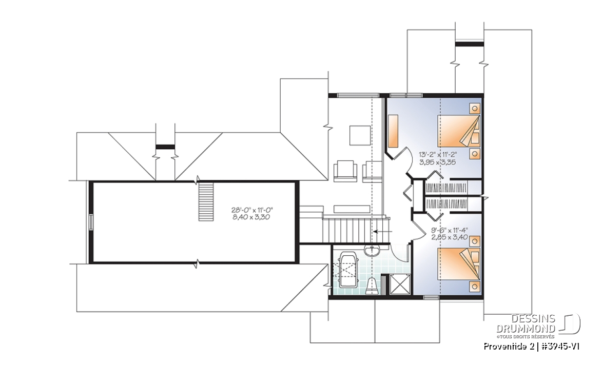 Étage - Magnifique plan de chalet 4-saisons, grand balcon arrière, plafond cathédrale, foyer double, 3 chambres - Proventide 2