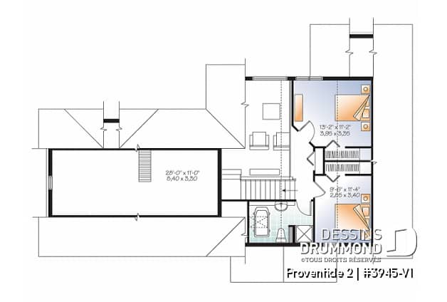 Étage - Magnifique plan de chalet 4-saisons, grand balcon arrière, plafond cathédrale, foyer double, 3 chambres - Proventide 2