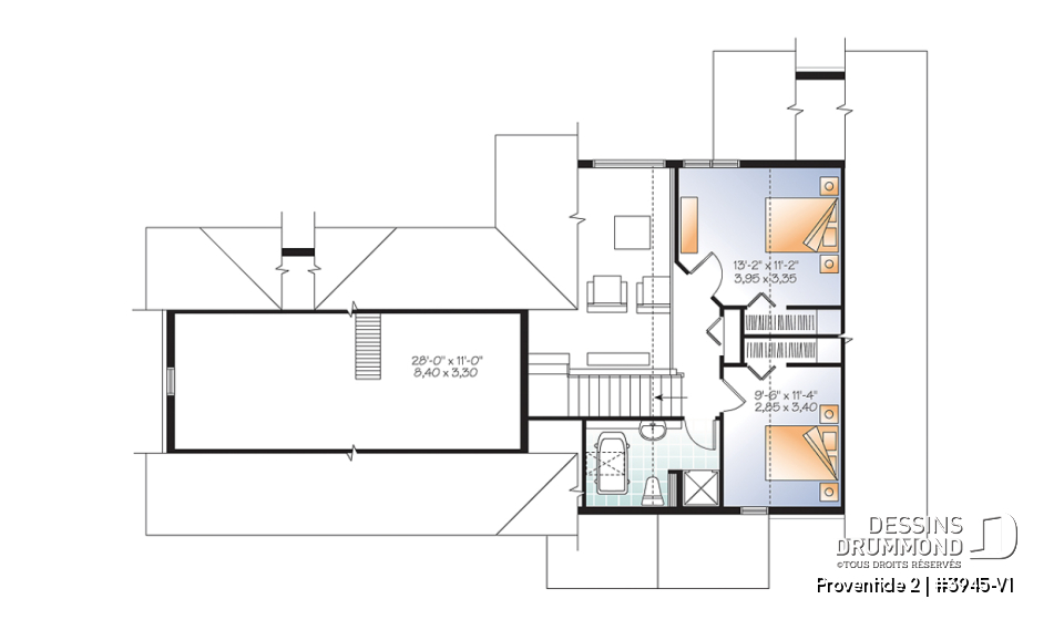 Étage - Magnifique plan de chalet 4-saisons, grand balcon arrière, plafond cathédrale, foyer double, 3 chambres - Proventide 2