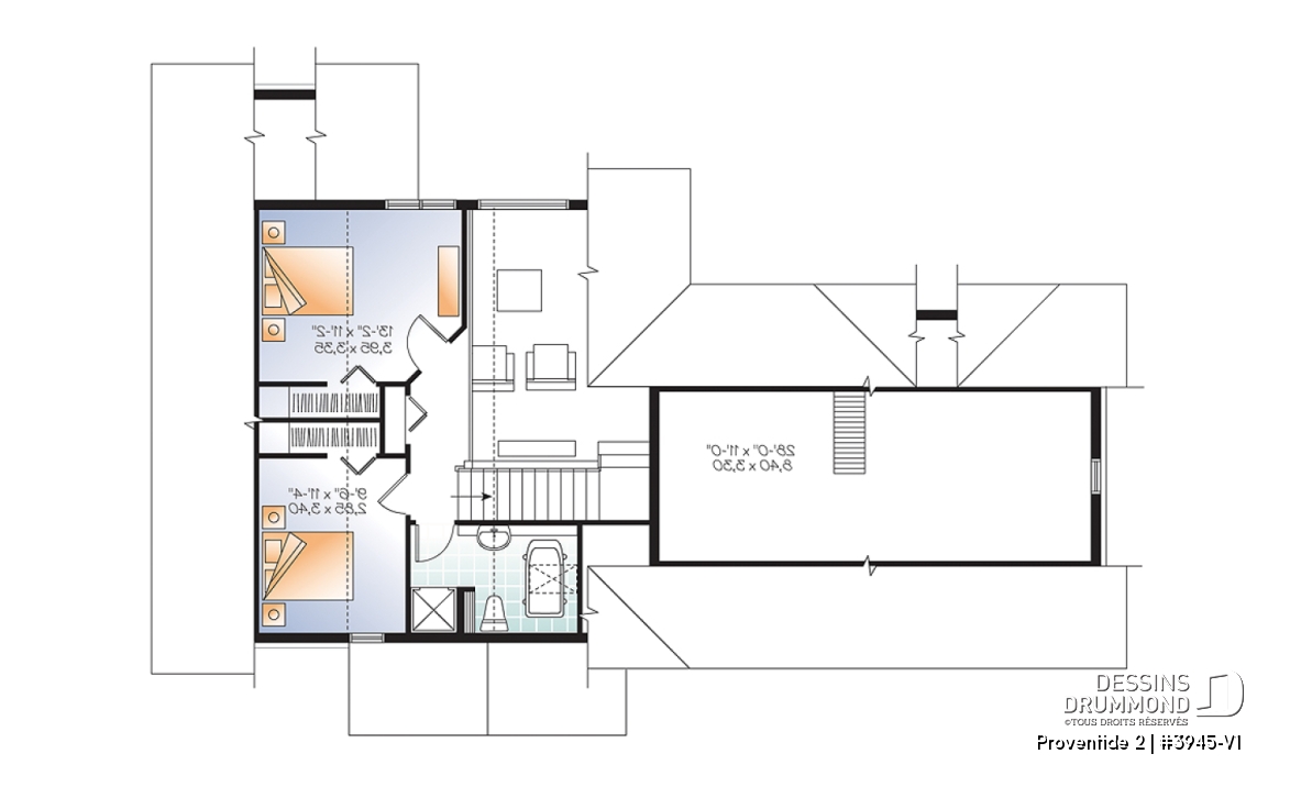 Étage - Magnifique plan de chalet 4-saisons, grand balcon arrière, plafond cathédrale, foyer double, 3 chambres - Proventide 2