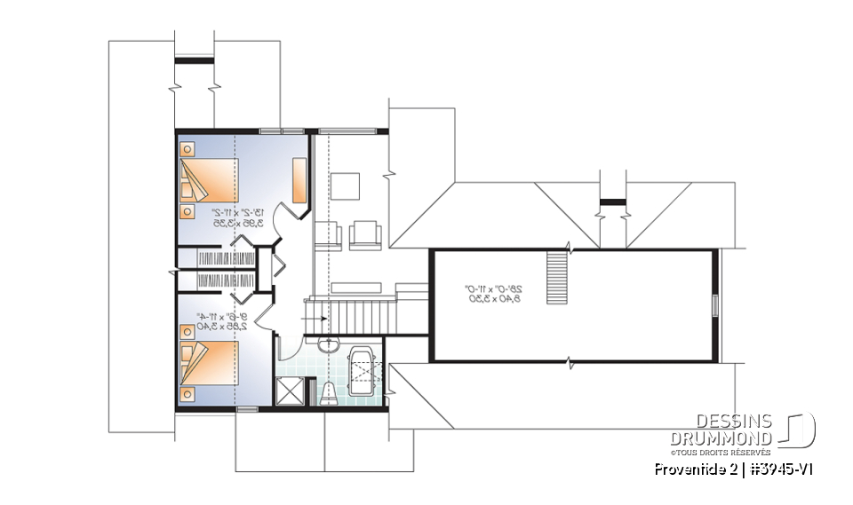 Étage - Magnifique plan de chalet 4-saisons, grand balcon arrière, plafond cathédrale, foyer double, 3 chambres - Proventide 2