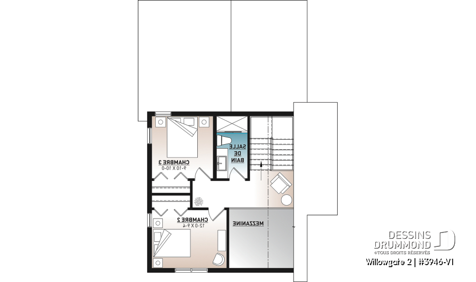 Étage - Modèle de maison genre chalet, 3 chambres, mezzanine, belle lumière, cuisine avec îlot &amp; garde-manger - Willowgate 2