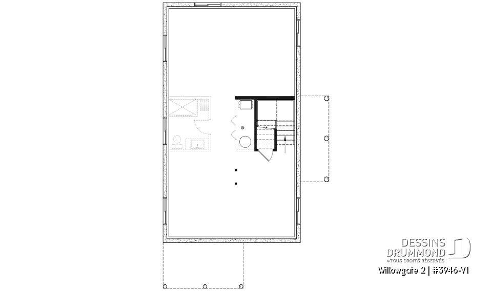 Sous-sol - Modèle de maison genre chalet, 3 chambres, mezzanine, belle lumière, cuisine avec îlot &amp; garde-manger - Willowgate 2