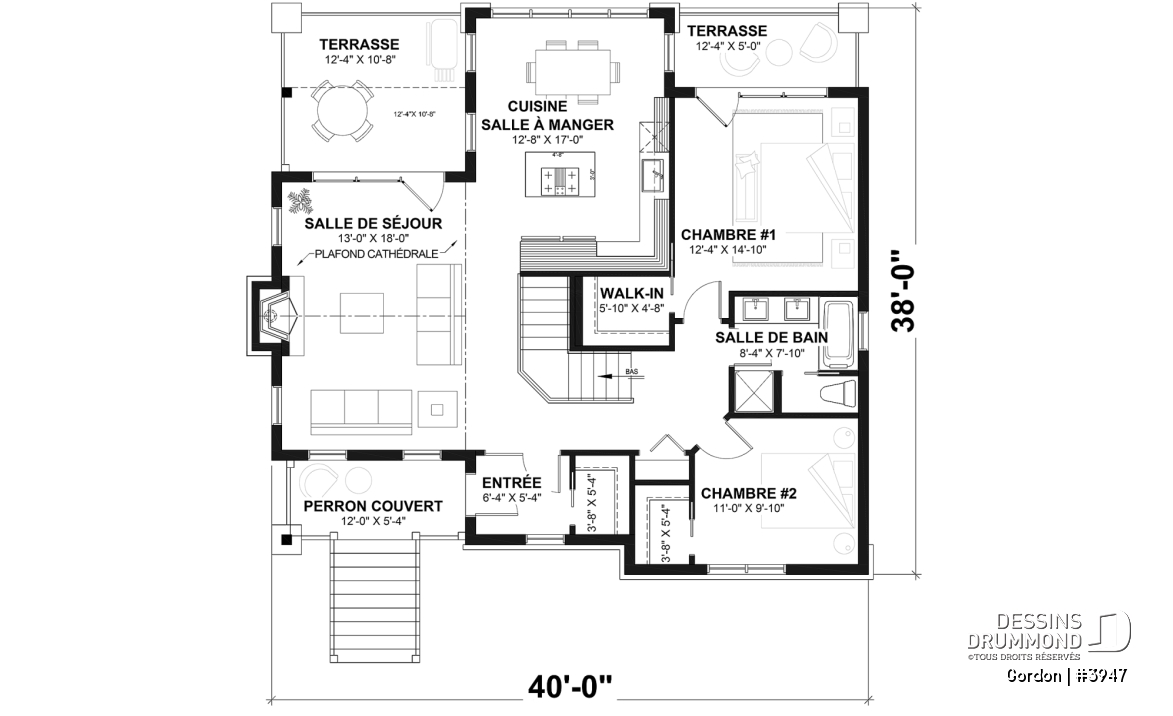 Rez-de-chaussée - Plan de plain-pied avec rez-de-jardin, belle lumière naturelle, grande terrasse - Gordon