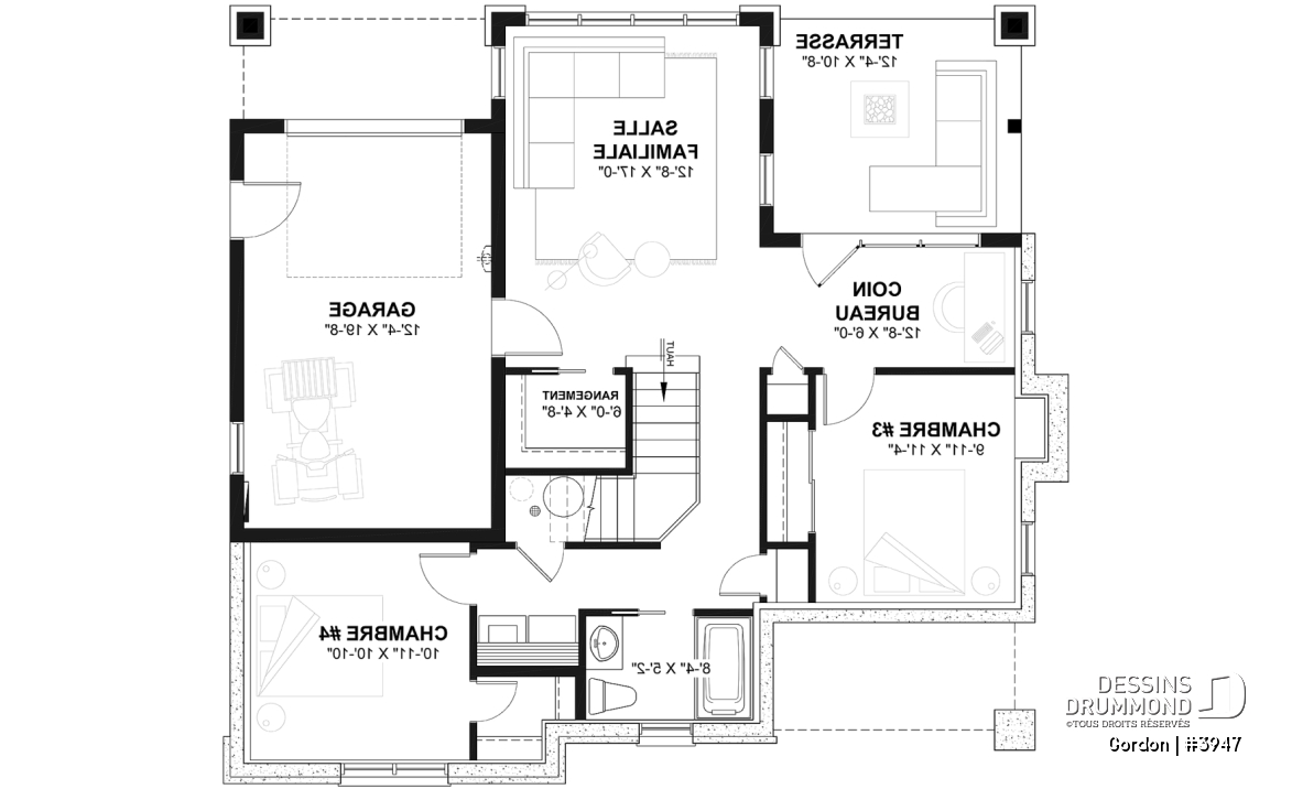 Sous-sol aménagé - Plan de plain-pied avec rez-de-jardin, belle lumière naturelle, grande terrasse - Gordon