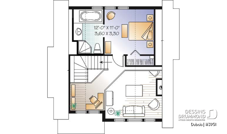 Étage - Chalet d'inspiration scandinave, de ski avec vue panoramique, 1 à 3 chambres, mezzanine - Dubois