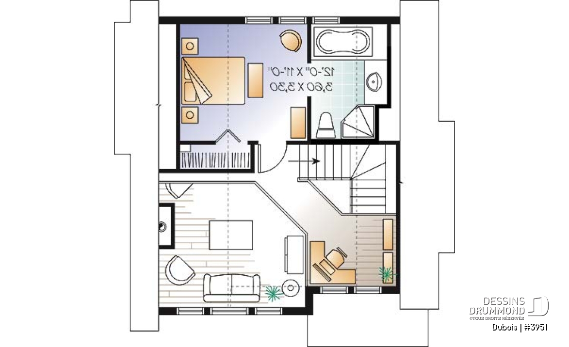 Étage - Chalet d'inspiration scandinave, de ski avec vue panoramique, 1 à 3 chambres, mezzanine - Dubois