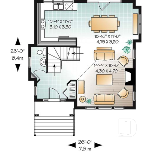 Rez-de-chaussée - Chalet d'inspiration scandinave, de ski avec vue panoramique, 1 à 3 chambres, mezzanine - Dubois
