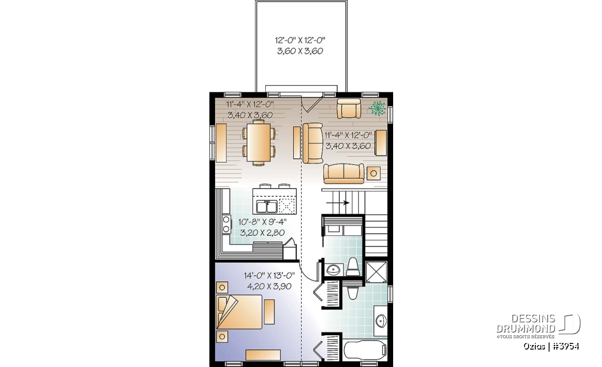 Étage - Plan de garage avec logement à l'étage, espace pour une voiture &amp; atelier au r-d-c, plafond cathédral, écono - Ozias