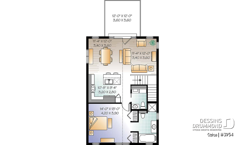 Étage - Plan de garage avec logement à l'étage, espace pour une voiture &amp; atelier au r-d-c, plafond cathédral, écono - Ozias