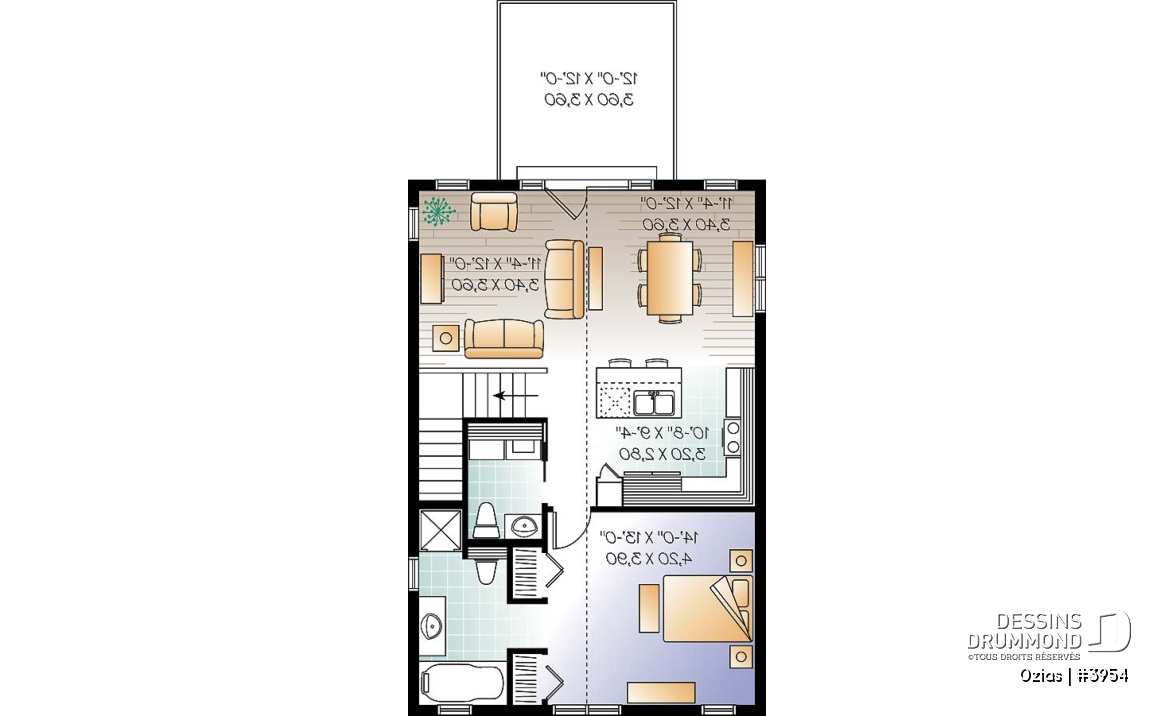 Étage - Plan de garage avec logement à l'étage, espace pour une voiture &amp; atelier au r-d-c, plafond cathédral, écono - Ozias