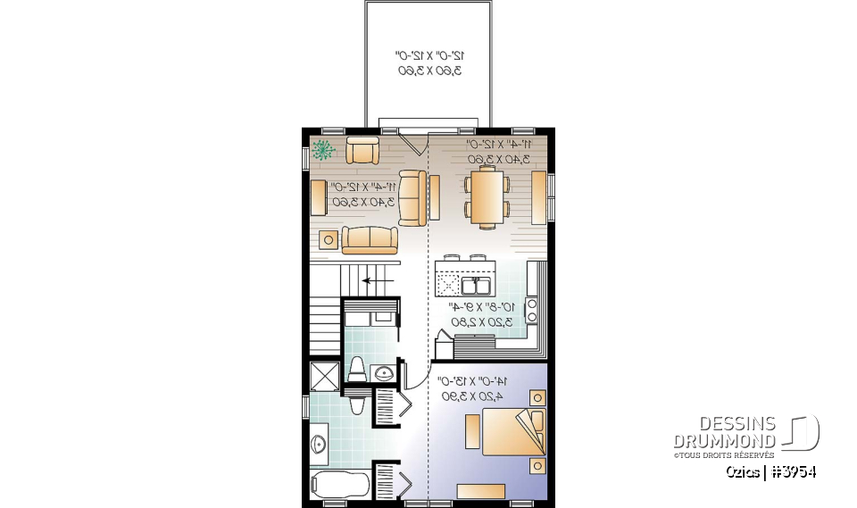 Étage - Plan de garage avec logement à l'étage, espace pour une voiture &amp; atelier au r-d-c, plafond cathédral, écono - Ozias