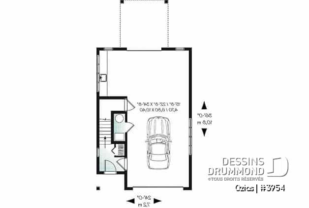 Rez-de-chaussée - Plan de garage avec logement à l'étage, espace pour une voiture & atelier au r-d-c, plafond cathédral, écono - Ozias