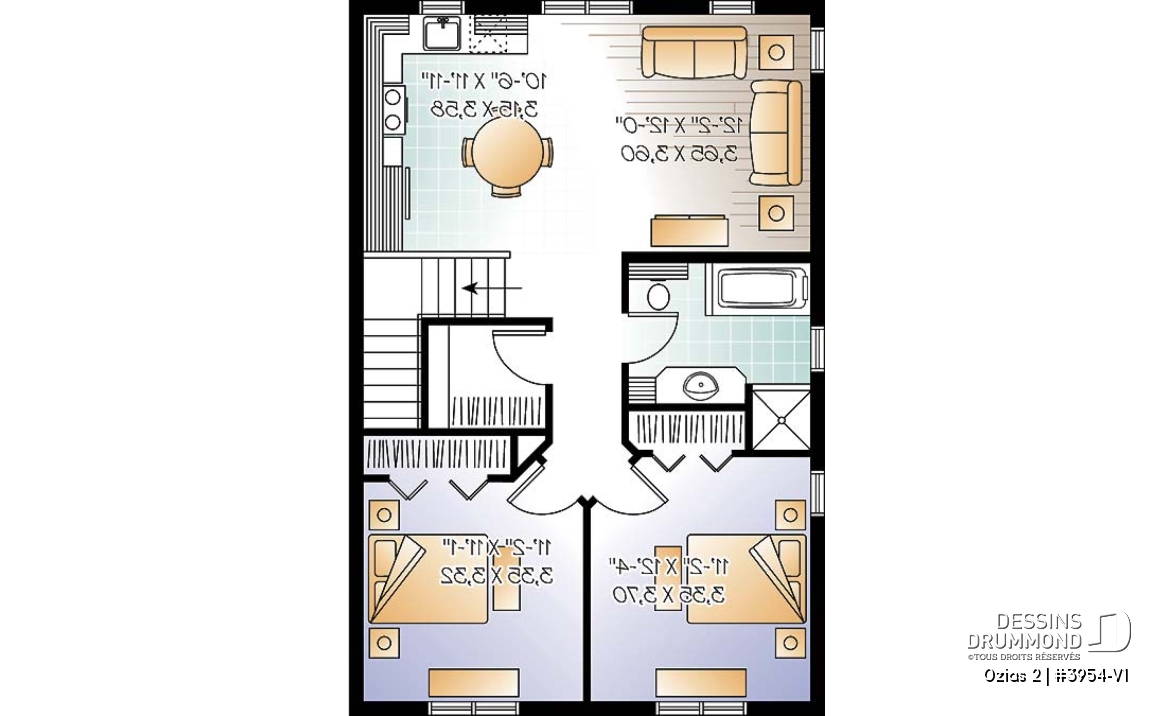 Étage - Plan de grand garage simple + atelier, logement 2 chambres à l'étage, aire ouverte, beaucoup de rangement - Ozias 2