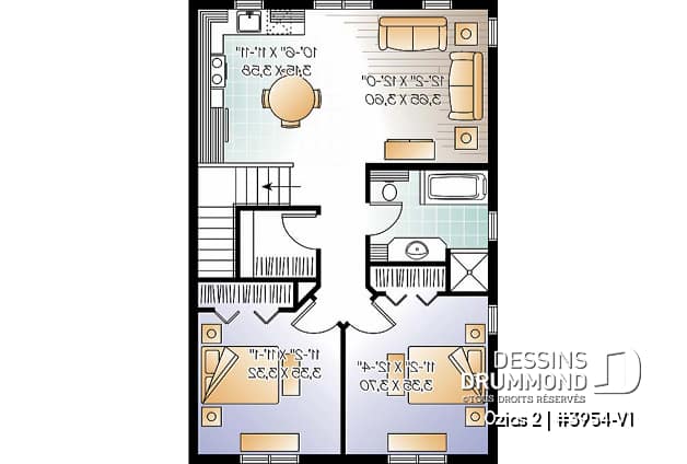 Étage - Plan de grand garage simple + atelier, logement 2 chambres à l'étage, aire ouverte, beaucoup de rangement - Ozias 2