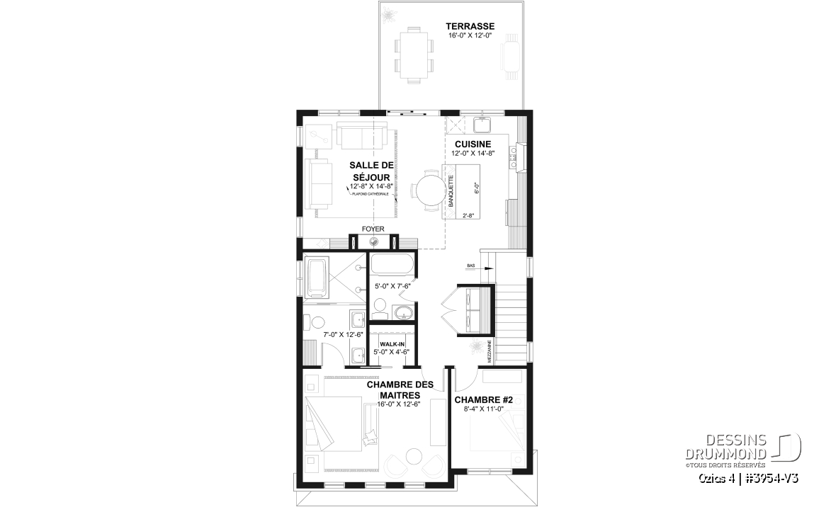 Étage - Plan de garage double avec logement complet de 2 chambres à l’étage, pour terrain avec vue ou au bord de l’eau - Ozias 4