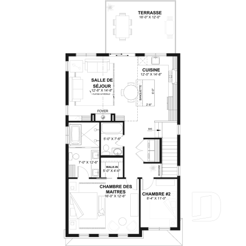 Étage - Plan de garage double avec logement complet de 2 chambres à l’étage, pour terrain avec vue ou au bord de l’eau - Ozias 4