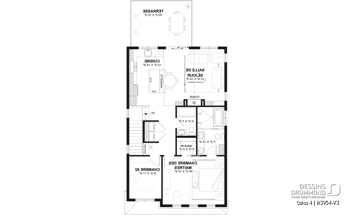 Étage - Plan de garage double avec logement complet de 2 chambres à l’étage, pour terrain avec vue ou au bord de l’eau - Ozias 4