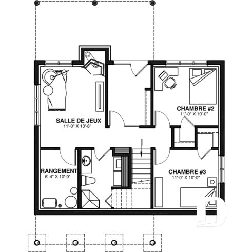 Sous-sol - Plan style chalet au bord de l'eau, 1 à 3+ chambres, foyer(s), 2 salles de séjour, balcon couvert - Leslie
