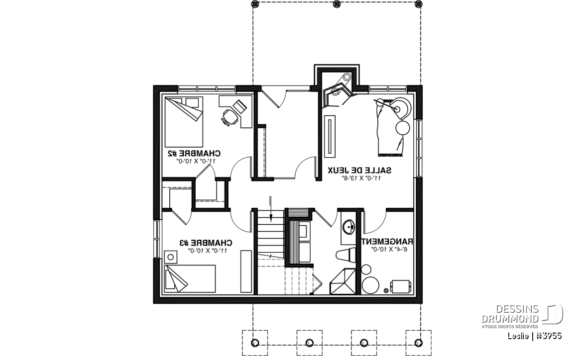 Sous-sol - Plan style chalet au bord de l'eau, 1 à 3+ chambres, foyer(s), 2 salles de séjour, balcon couvert - Leslie