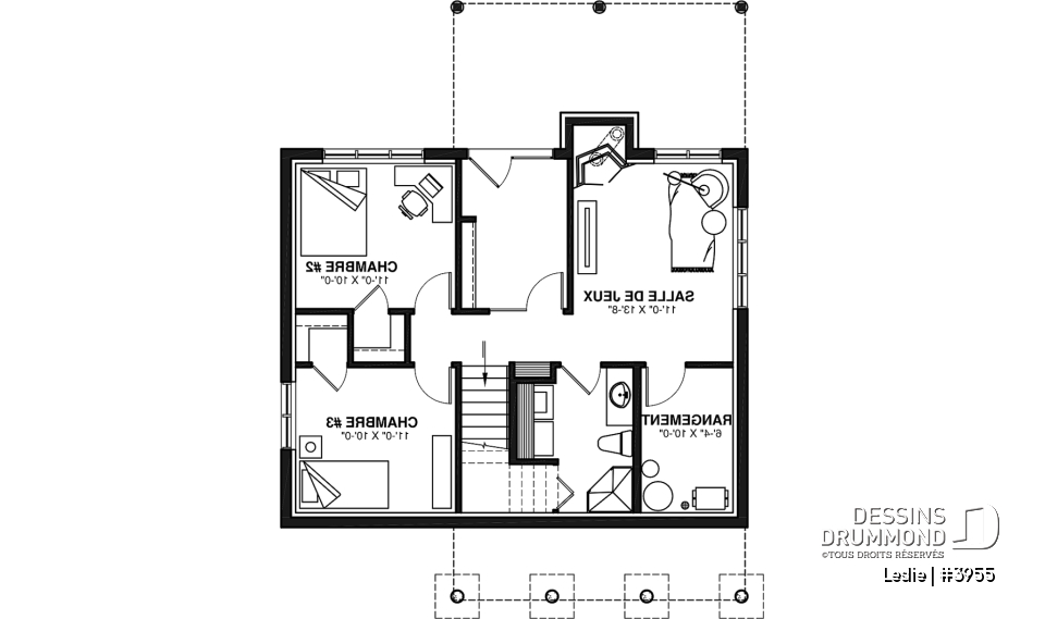 Sous-sol - Plan style chalet au bord de l'eau, 1 à 3+ chambres, foyer(s), 2 salles de séjour, balcon couvert - Leslie