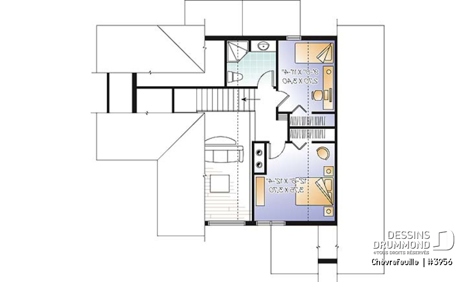 Étage - Plan de maison champêtre de 3 à 6 chambres possible, beaucoup de lumière, coin bureau, mezzanine - Chèvrefeuille 