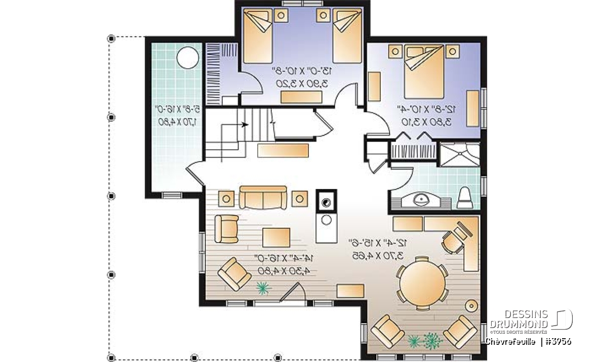 Sous-sol - Plan de maison champêtre de 3 à 6 chambres possible, beaucoup de lumière, coin bureau, mezzanine - Chèvrefeuille 