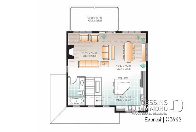 Étage - Maison genre chalet de ski, plancher inversé, aire ouverte à l'étage, foyer pour cuisine et salon, 3 chambres - Everest