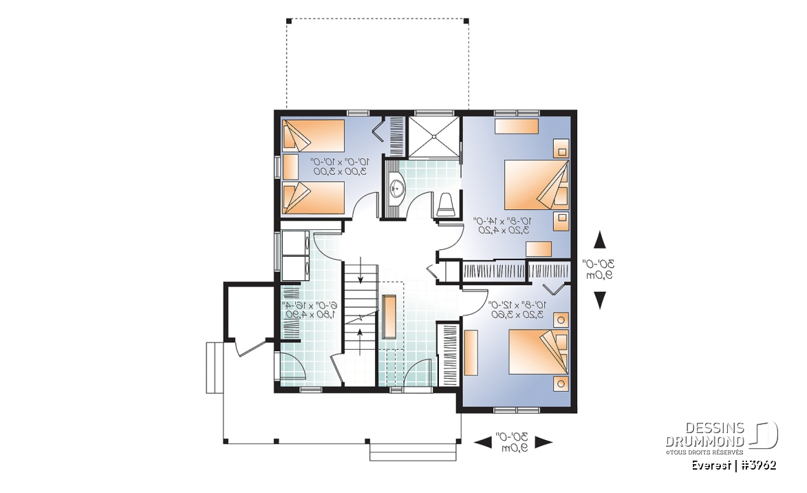 Rez-de-chaussée - Maison genre chalet de ski, plancher inversé, aire ouverte à l'étage, foyer pour cuisine et salon, 3 chambres - Everest