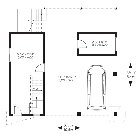 Rez-de-chaussée - Plan contemporain panoramique, bord de l'eau, espace habitable surélevé, pour terrain à risque d'innondation - La Richelieu
