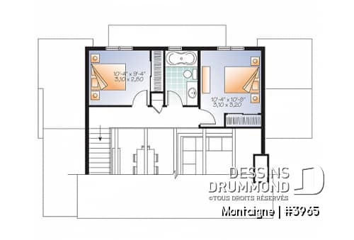 Étage - Chalet 2 étages, style scandinave, espace conviviale, 3 chambres, poutres au plafond - Montaigne