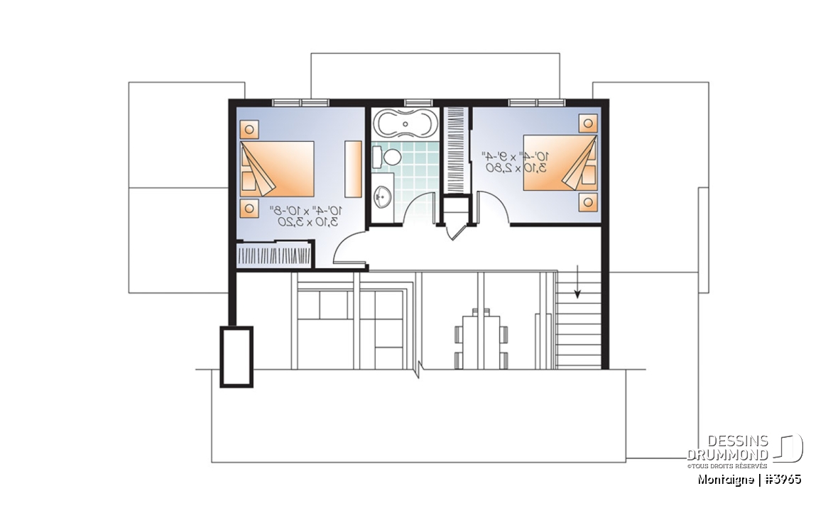 Étage - Chalet 2 étages, style scandinave, espace conviviale, 3 chambres, poutres au plafond - Montaigne