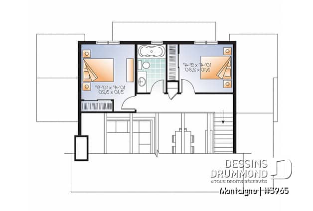 Étage - Chalet 2 étages, style scandinave, espace conviviale, 3 chambres, poutres au plafond - Montaigne