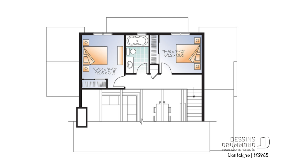 Étage - Chalet 2 étages, style scandinave, espace conviviale, 3 chambres, poutres au plafond - Montaigne