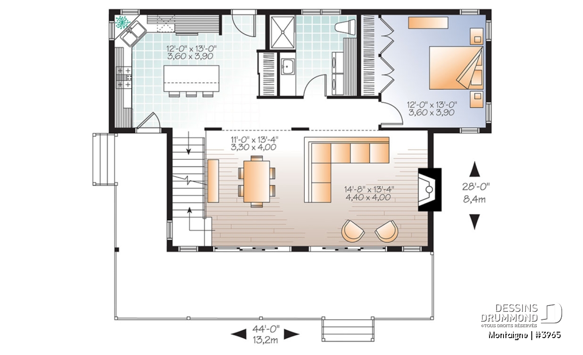 Rez-de-chaussée - Chalet 2 étages, style scandinave, espace conviviale, 3 chambres, poutres au plafond - Montaigne